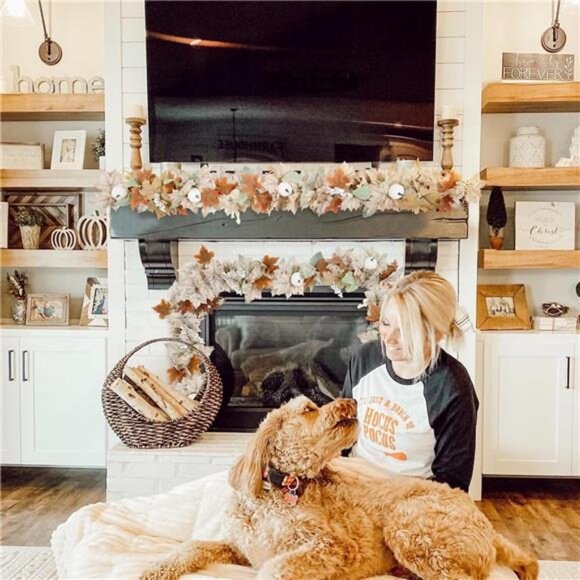 2 Pack 6Ft Outdoor Autumn Leaves Decor for Home Front Door with Pumpkins Indoor - Picture 3 of 7